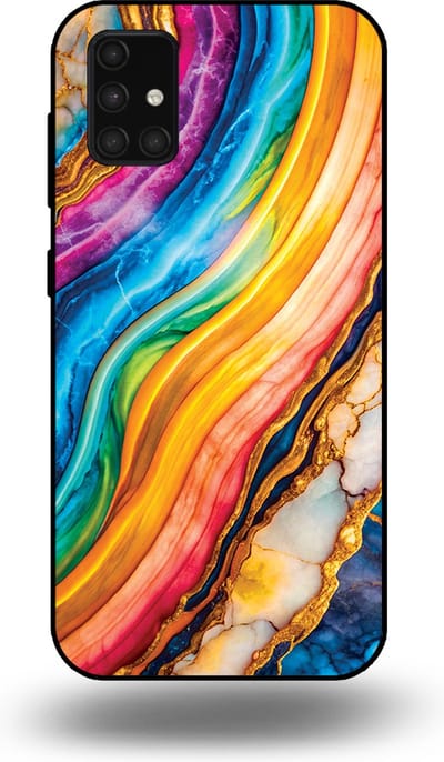 Smartphonica Telefoonhoesje Geschikt voor Samsung Galaxy A71 4G met Regenboog Goud Marmer Opdruk - TPU Backcover Case Rainbow Gold Marble Design geschikt voor Samsung Galaxy A71 4G