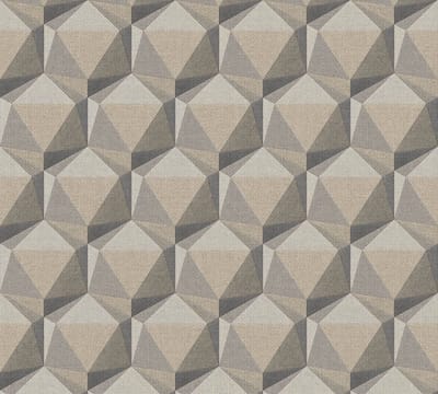 Grafisch behang Profhome 387481-GU vliesbehang hardvinyl warmdruk in reliëf licht gestructureerd met geometrische vormen mat beige grijs taupe antraciet 5,33 m2