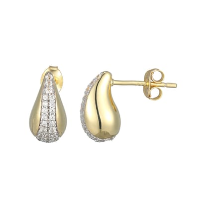 Cavill - Oorbellen 925 Sterling Zilver Verguld - 0,40 ct Nigeriaanse Zirkonen - Elegante Druppelvorm - 12 mm Sprankelende Oorstekers