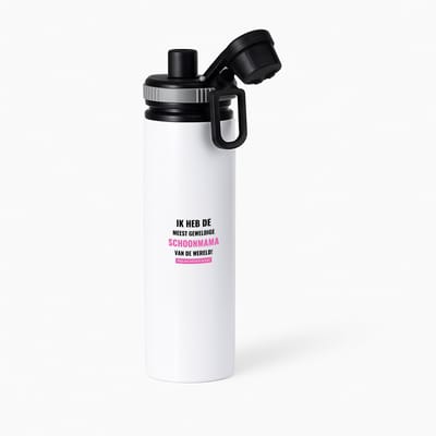 Hacebo® - ik heb de meest geweldige schoonmama van wereld (klopt, deze mok heb ik van haar) waterfles met draaidop grijs - de meest geweldigste schoonmama - Moeder cadeautjes - moederdag - verjaardagscadeau - water fles - 850ML