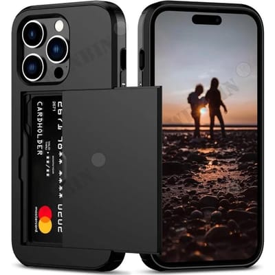 Hoesje Voor iPhone 16 15 14 13 Pro Max Plus Houder Robuust Beschermend Dubbele Laag Schokbestendig Verborgen Kaartsleuf Slanke Portemonnee Cover iPhone 13 Mini12Mini gray
