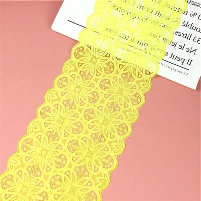 Elastische Kantlint van 18 cm x 2 m voor DIY, Kledingdecoratie en Bruiloft, Geel, Versieringen, Handwerk