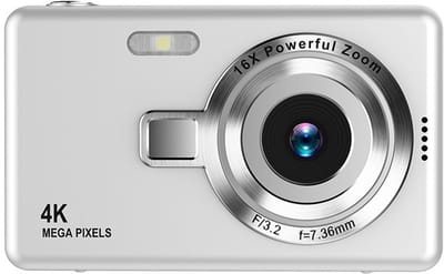 Ynkkvre - 4K Ultra HD CCD Digitale Camera - Digitale Camera - Fototoestel - Fotocamera - Mini Compacte Point-and-Shoot Camera - 96 Megapixel resolutie - 16x digitale zoom - 2,4-inch IPS-scherm - Full HD 1080p video - zilver