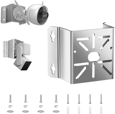 OKWISH Beveiligingscamera-accessoires - Roestvrijstalen Camera Bevestiging - Muurbevestiging voor Camera - Hoekhouder -Zilver