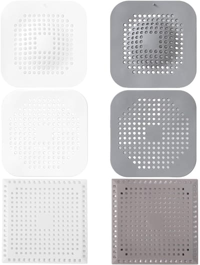 Dailygoods- Afvoernet 6 Stuks - Vloerafvoer - Verstoppingsfilter - Geschikt voor Wastafels/Badkuipen - TPR/PVC - 14,5 x 14,5 cm/15 x 15 cm - Afvoerfilter