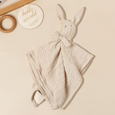 Baby Konijn Vierkant Knuffeldoekje Elegante Strik Decoratie Konijn Vierkant Dekentje Voor Kinderen Leuke Borduurwerk Baby Kwijl Doekje