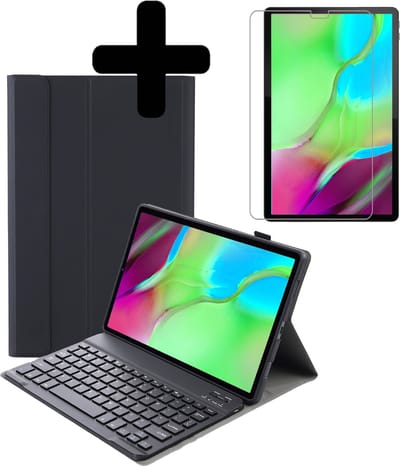 Hoesje - Geschikt voor Samsung Galaxy Tab S5e - Met Screenprotector - Toetsenbord Case - Keyboard Book Cover - Hoes - Zwart