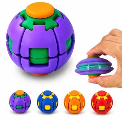 ECTEATOY® 2 stuks Stressballen - Fidget Toy Set- 3D-geprinte Fidget Spinner Ball - Druk en draai fidget spinner - Mechanisch bureau-speeltje - Verlicht stress en angst