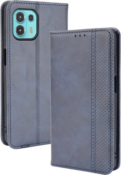 Coverup Hoesje - Geschikt voor Motorola Edge 20 Lite Hoesje - Coverup Vintage Style Book Case - Blauw