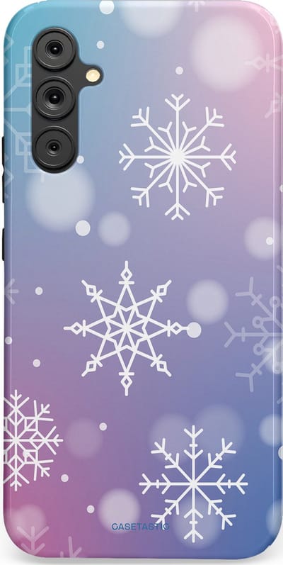 Casetastic hoesje geschikt voor Samsung Galaxy A34 (2023) 5G - Dubbellaagse bescherming - Snowy Winter Gloed - Fashion Case - Lila Lichtgrijs Lichtblauw Lichtroze
