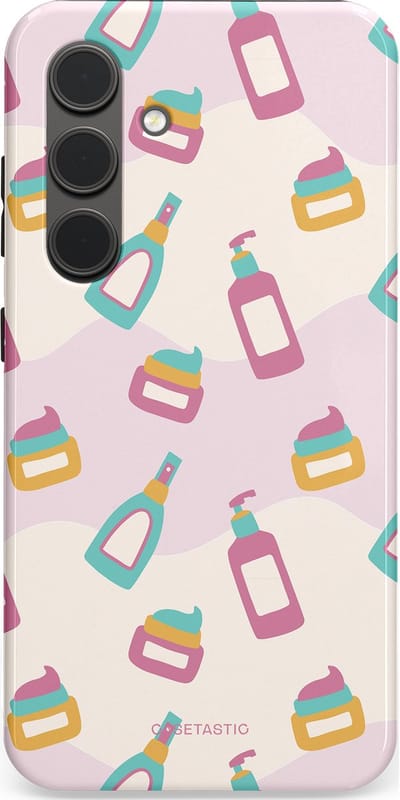 Casetastic Hoesje Geschikt voor Samsung S24 - Stijlvolle Beschermende Duo-layer Case - Bubbels & Borstels - Clean Girl - Makeup
