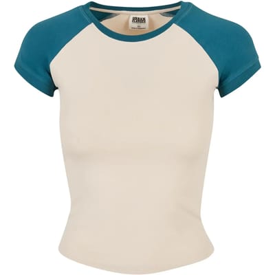 Urban Classics - Organic Stretch Short Retro Baseball Top - XS - Wit/Blauw