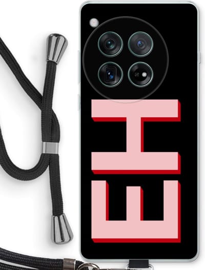 Gepersonaliseerd - Case Company® - Hoesje met koord geschikt voor OnePlus 12r hoesje met Koord - Monogram - Telefoonhoesje met Zwart Koord - Bescherming aan alle Kanten en Over de Schermrand