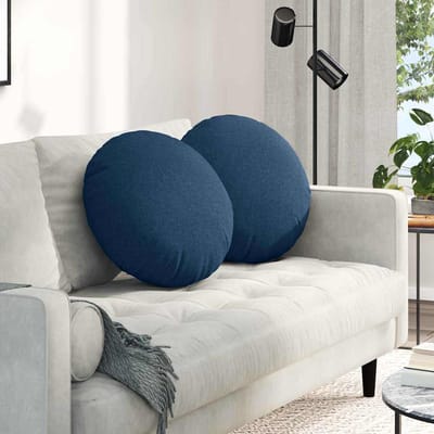 vidaXL - Zitkussens - 2 - st - Stof - Blauw - Ø50 - x - 19 - cm