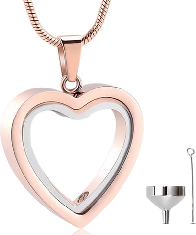 Luxe Ashanger - met Ketting (55 cm) - Voor As, Haren of Parfum - Assieraad - As Ketting - Gedenksieraad - Urn - As Hanger - Incl. As vuller en Opbergzakje - Open Rosé