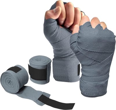 Boksen Hand Wraps - Binnenhandschoenen Bandages - Vechtsport Training - Volledige Pols Bedekking - One Size - Grijs