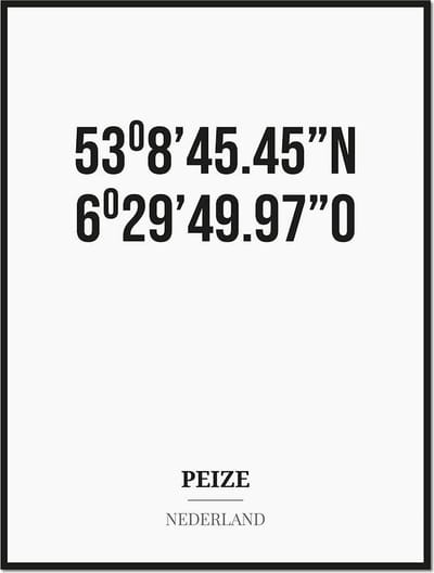 Poster/kaart PEIZE met coördinaten