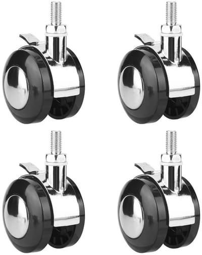 ByShane - 4-delige zwenkwielen set met 2-inch rubberen wielen en vergrendelingspedaal - 360 ° rotatie - 30 Kg belasting - voor meubels en apparaten