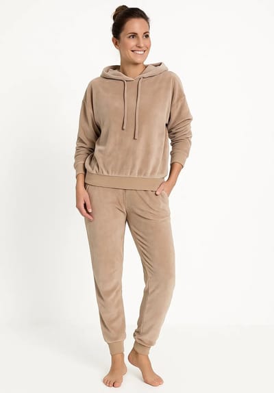 Apollo dames huispak Fleece - Lounge set dames - Vrouwen warm pyjama pak - loungewear dames - Grijs / S/M