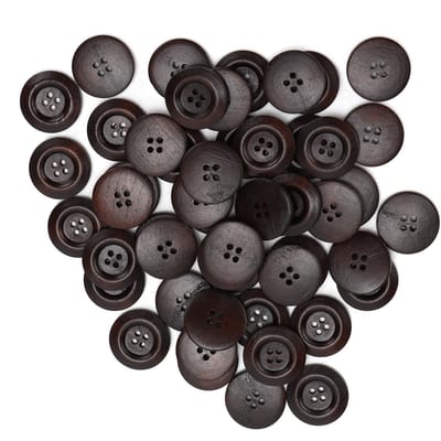 200 stuks Houten Knopen 4 Gaten 25mm Donker Koffie Jas Kleding Decoratie Accessoires