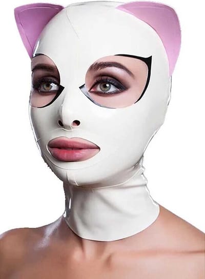 Latex masker voor vrouwen - Erotische kat - 4MM dik - Wit - BDSM - Bondage - Seks maskers - Maat L/XL