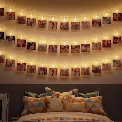 VUBIO - Fotoslinger - Fotosnoer - Fotolichtslinger 5meter + 50LED met grote knijper - INCLUSIEF STEKKER - voor foto’s - Lichtslinger - verlichting