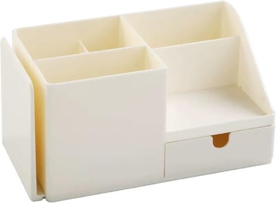 Bureau Organizer – Pennenhouder – Pennenbak – Opbergsysteem – Uittrekbaar - Bureau-opbergorganizer, potlood- en kaarthouder, doos en container voor bureau, kantoorbenodigdheden en kaptafel-Wit