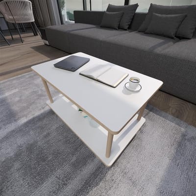 Houten witte multifunctionele tafel - ideaal als woonkamertafel, bijzettafel, salontafel of bureau