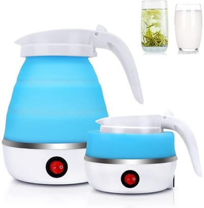 Opvouwbare siliconen waterkoker 0,6 liter – Draagbare elektrische waterkoker met roestvrijstalen voet – Ideaal voor kamperen en wandelen