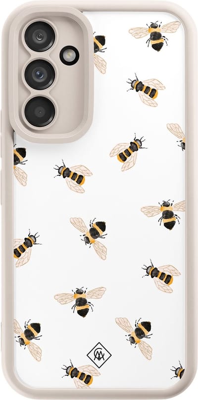 Casimoda® hoesje - Geschikt voor Samsung Galaxy A34 - Bee Happy - Zwart TPU Backcover - Geen opdruk - Wit