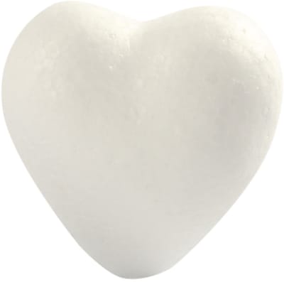 Harten, H: 6 cm, D: 3 cm, B: 6 cm, wit, 5 stuk/ 1 doos