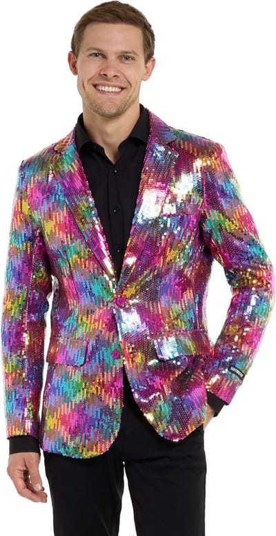 Suitmeister Sequins Regenboog - Heren Blazer - Glimmende Pailletten - Pride - Regenboog - Maat S