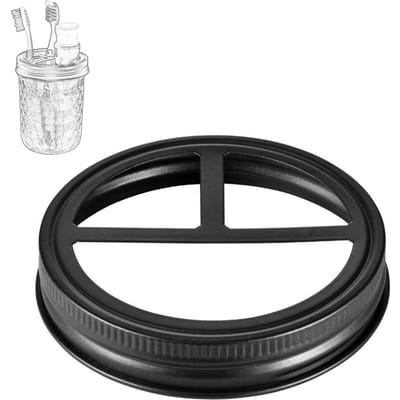 1 Pièce Couvercles de Remplacement Porte-Brosses à Dents pour Bocaux Mason de Calibre 3 Pouces avec 3 Compartiments 1 Pcs noir