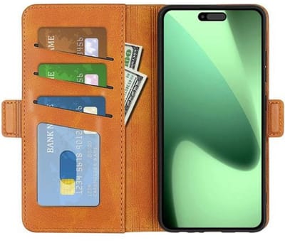 Mobiq - PU Lederen Wallet Hoesje met Sluiting geschikt voor iPhone 17 Pro - lichtbruin