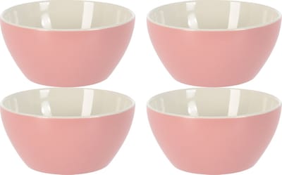 Excellent Houseware Soepkommen/schaaltjes - 4x - Acapulco - porselein - D14 x H6.5 cm - lichtroze