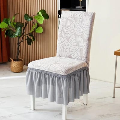 1/2/4/6 stuks Bladeren Jacquard Eetkamerstoelhoes met Rok Stretch Stoelhoezen voor Bruiloft Banket Feest Huis Stoelhoes 1pc