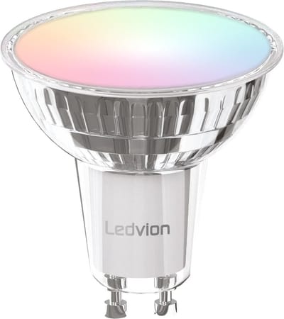 Ledvion - Smart RGB+CCT GU10 LED Spot - 4,9W - 345L - Dimbaar - Wifi-Alexa & Google Home
