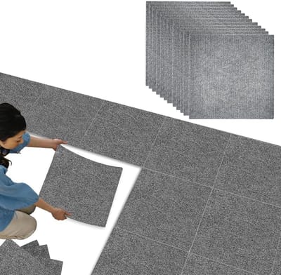HEZIVO® Tapijttegels Zelfklevend 30x30cm - Vloertegels - Hoogwaardig Tapijt - Anti Slip - 20 Stuks -Grijs