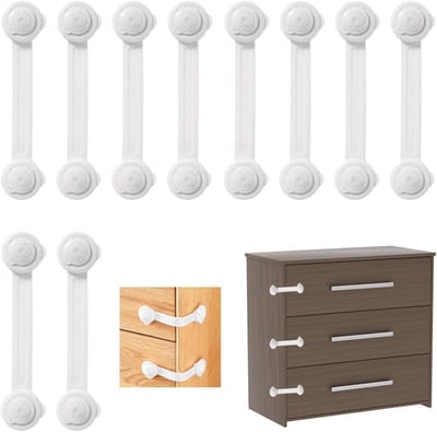 Set van 10 Zelfklevende Kinderveiligheidssloten voor Lades en Keukenkastjes in Berenkopvorm, Ideaal voor Bescherming tegen Ongewenste Toegang