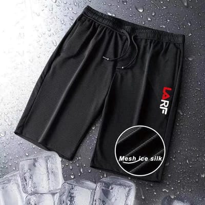 Pantalon d'été fin et Cool pour hommes, grande taille, étudiant décontracté, sport à cinq points, short de plage ample pour hommes M black