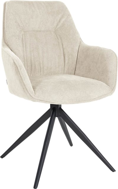 CLP Jules Eetkamerstoel - Draaibaar - Fauteuil - Met armleuning - Metaal frame - Stof - creme