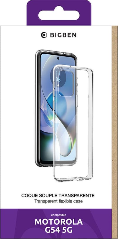 Bigben Connected, Hoesje geschikt voor Motorola G54 5G - Flexibel & Ultra-thin TPU, Transparant