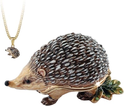 MadDeco - emaille - pillendoosje - egel - met hangertje afgewerkt met kristal- geheime verborgen schatten