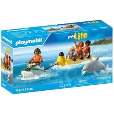 PLAYMOBIL | Vakantie op het Strand | Bananenboot Tour | Speelgoed voor kinderen vanaf 4 jaar | Cadeau voor kinderen | Stimuleert creativiteit & avontuurlijkheid | Waterpret met Figuren & Jet Ski | 71905