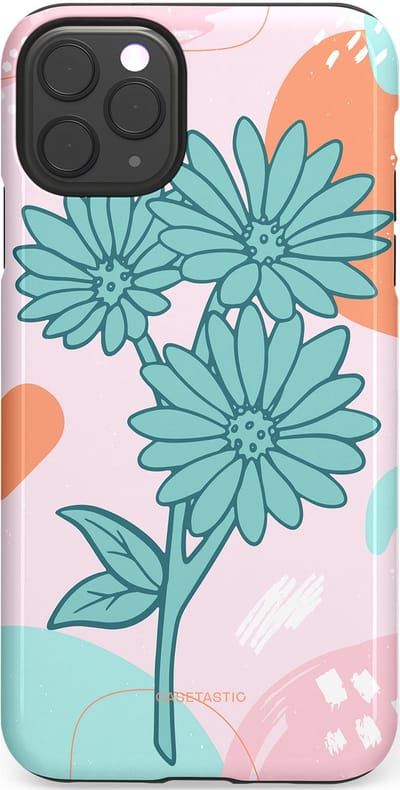 Casetastic hoesje geschikt voor Apple iPhone 11 Pro Max - Dubbellaagse bescherming - Roze Oranje Bloemen - Fashion Case - Wit Mintgroen Lichtroze Lichtblauw