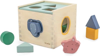 Houten Vormenstoof - Educatief Speelgoed - Motoriek Ontwikkelen - FSC Gecertificeerd Hout - 14.5 x 14.5 x 12 cm - Multicolor