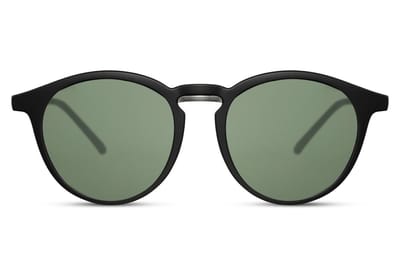 2862 Ronde Zonnebril | Groene Lens | Zwart (mat) Montuur | Carnavalsbril | Zonnebril Dames & Heren |Festival & Rave Bril | Retro & Trendy | Fashion Eyewear | Party & Outdoor Bril | UV400 | Inclusief Brillen Sleeve & Brillendoek