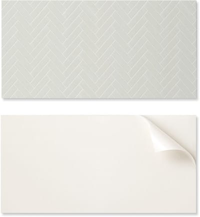Vinyldecoratie met print, voor montage zonder gereedschap, 100x50 cm, visgraatpatroon.