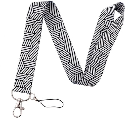 Travel Cords - Keycord Streepjes Zwart Wit - stevig lanyard - sleutelhanger - sleutelkoord - met telefoonkoord - sleutels