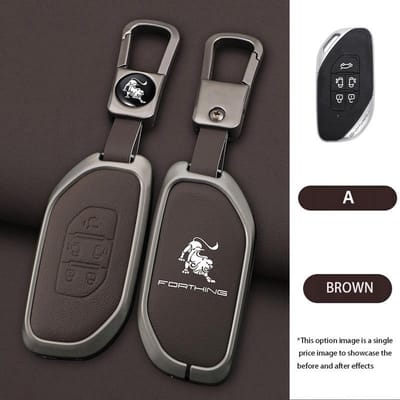 Coque de Protection pour Clé de Voiture en Alliage de Zinc Porte-clés pour Dongfeng Forthing Fengxing T5 Evo Accessoires Porte-clés Télécommande Auto gray